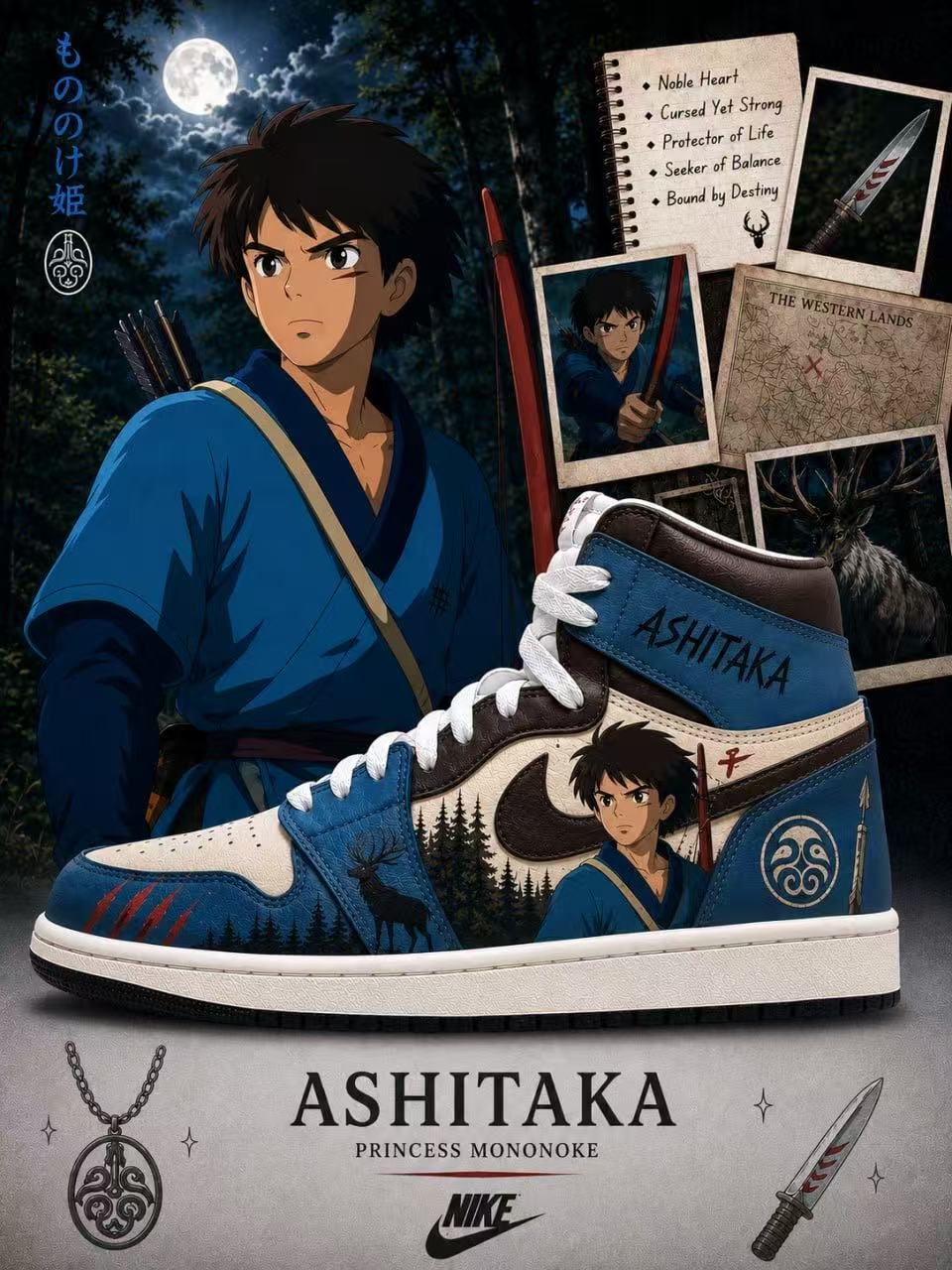 Ashitaka V.1 Custom High-Top Sneakers