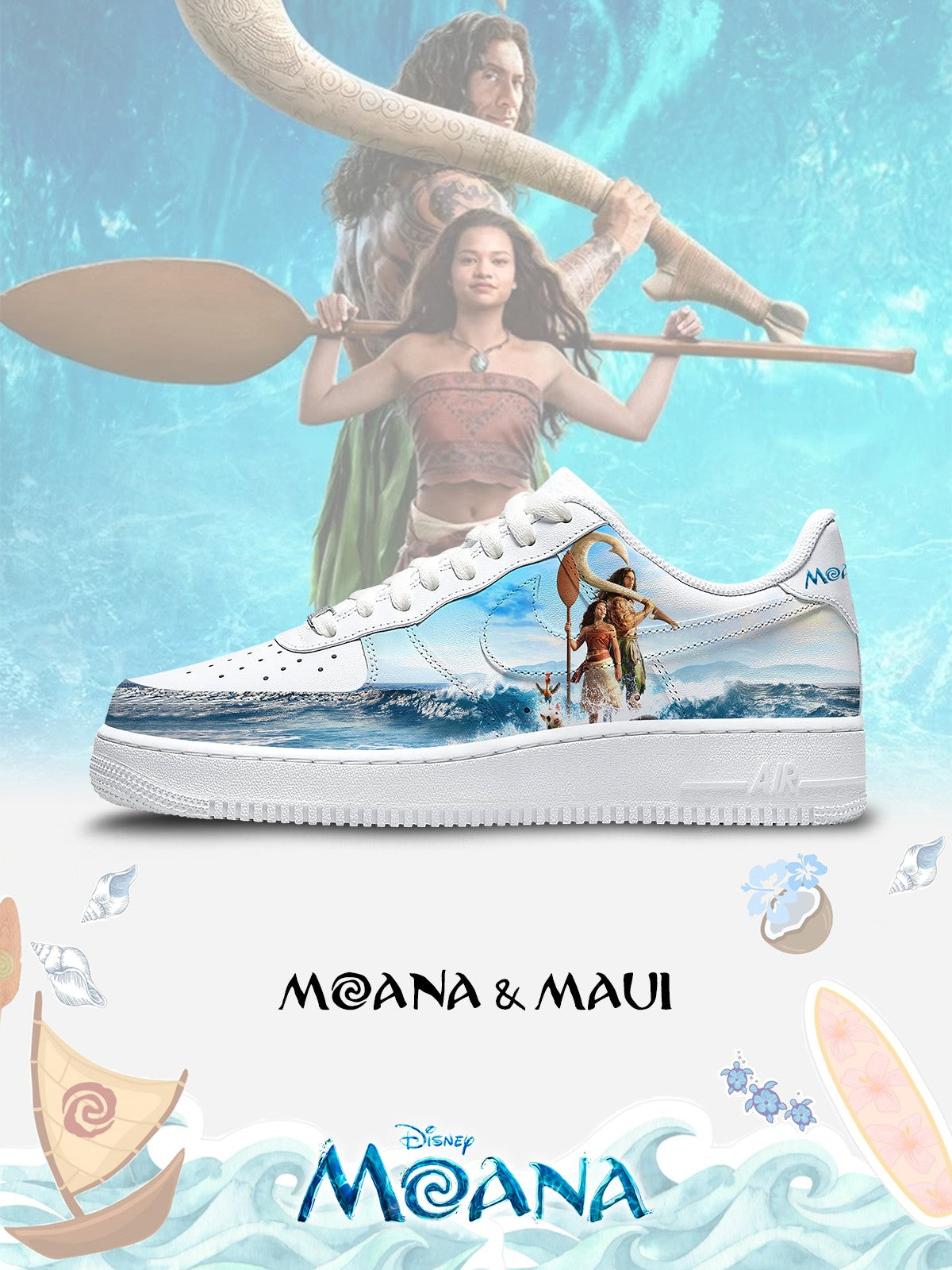 Moana and Maui V.2 Custom Air-Style Sneakers