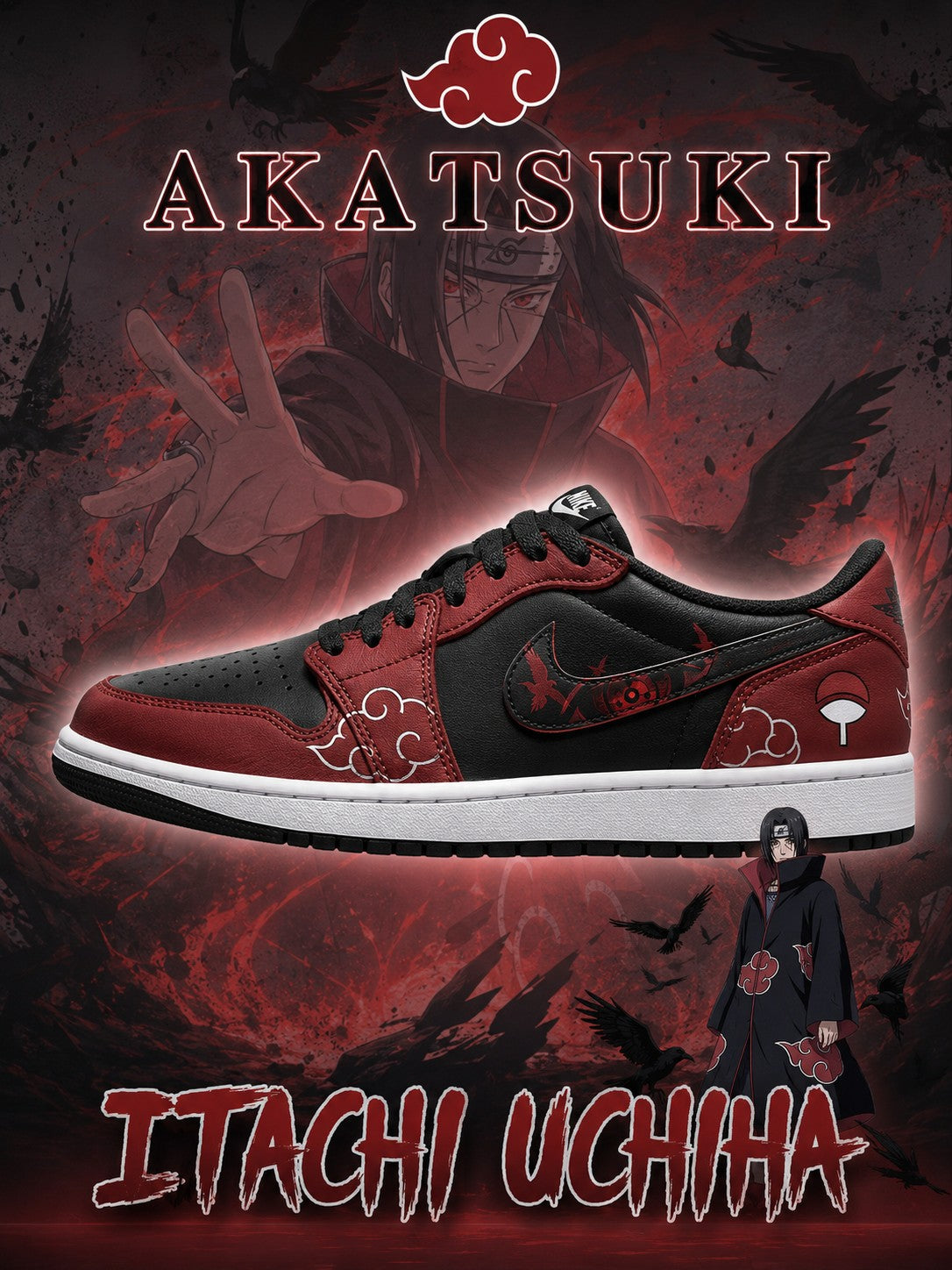 Akatsuki Itachi Uchiha V.4 Custom Low-Top Court Sneakers