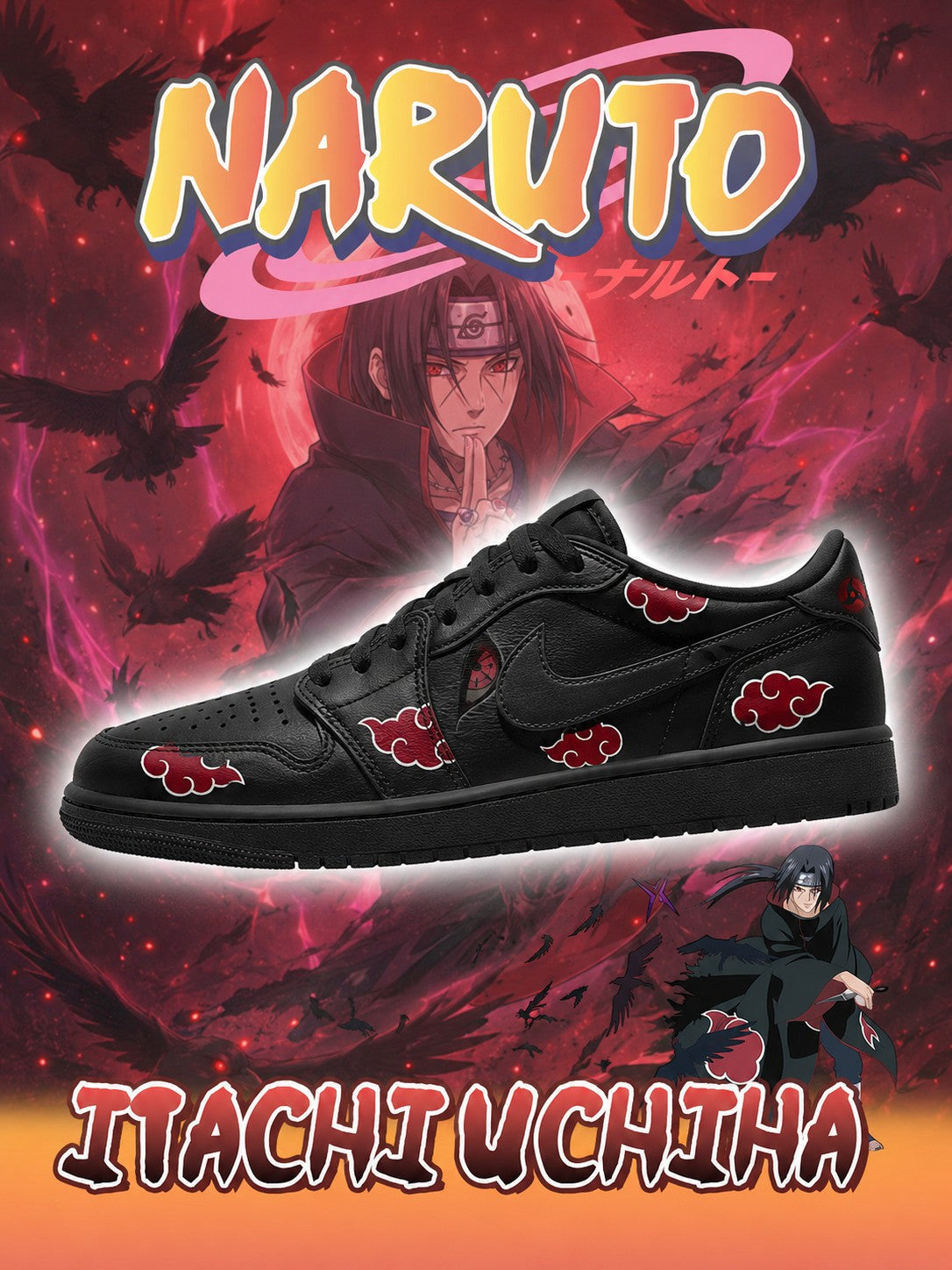 Akatsuki Itachi Uchiha V.5 Custom Low-Top Court Sneakers