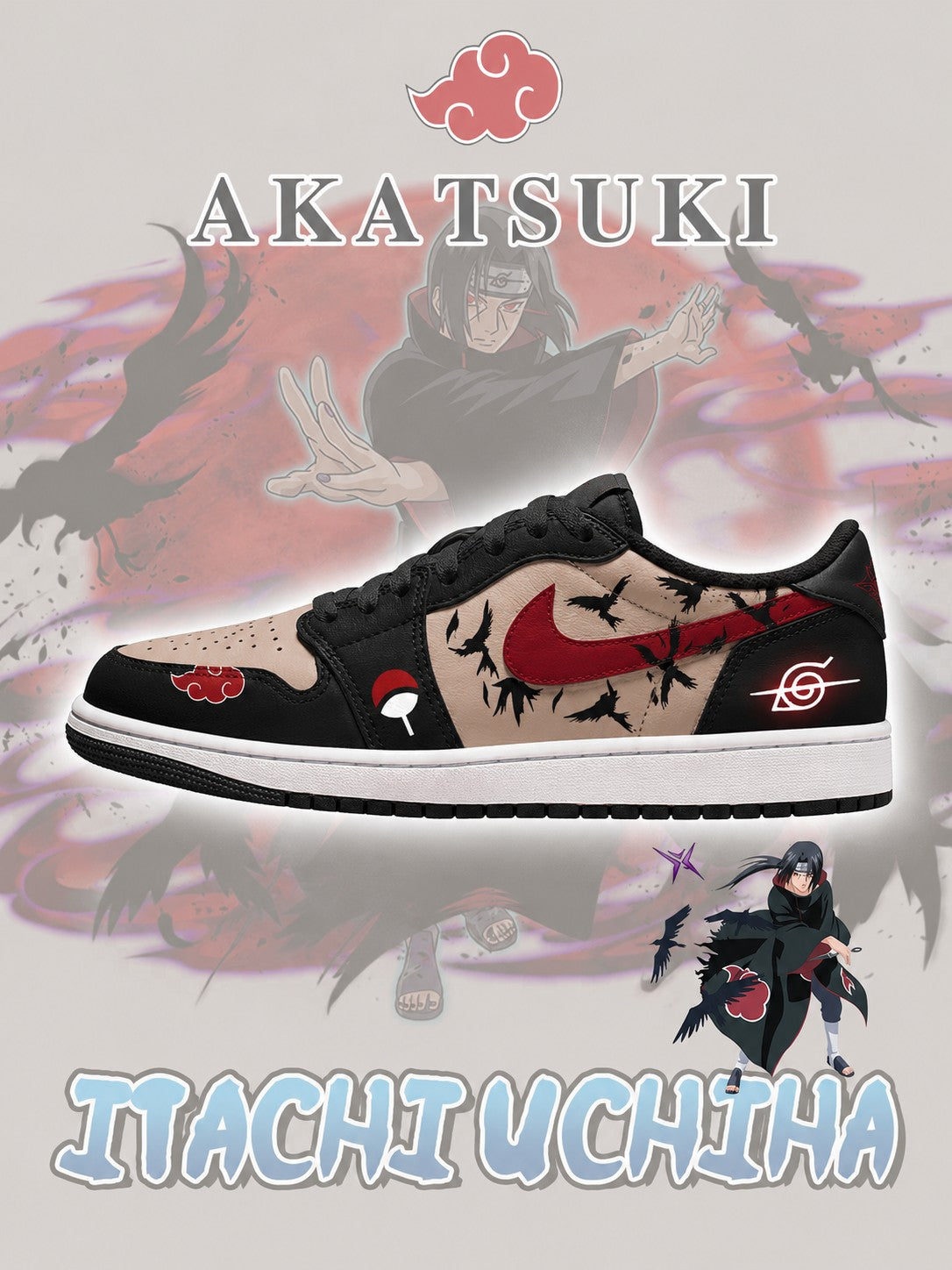 Akatsuki Itachi Uchiha V.6 Custom Low-Top Court Sneakers