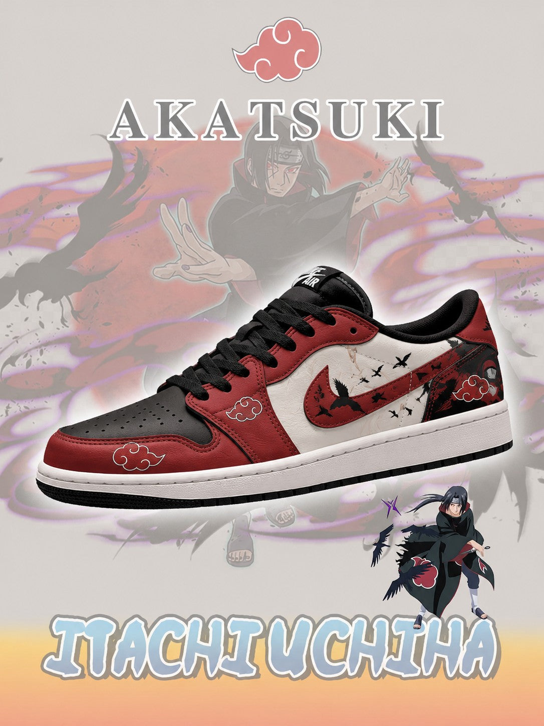Akatsuki Itachi Uchiha V.7 Custom Low-Top Court Sneakers