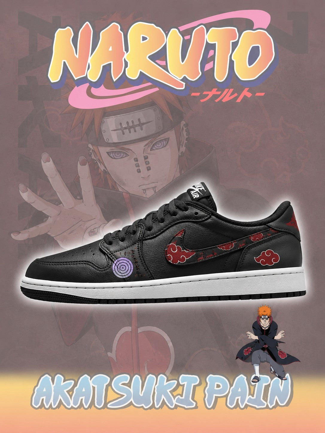 Akatsuki Pain V.1 Custom Low-Top Court Sneakers