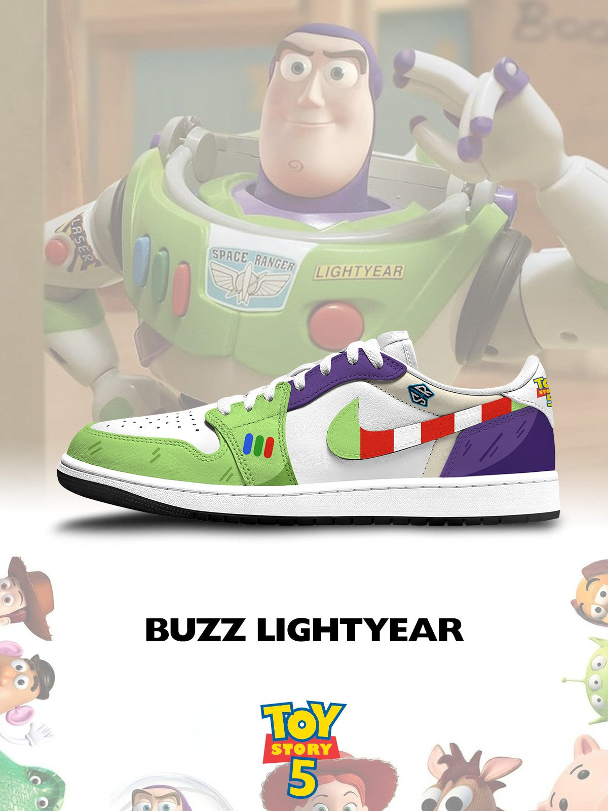 Buzz Lightyear V.1 Custom Low-Top Court Sneakers