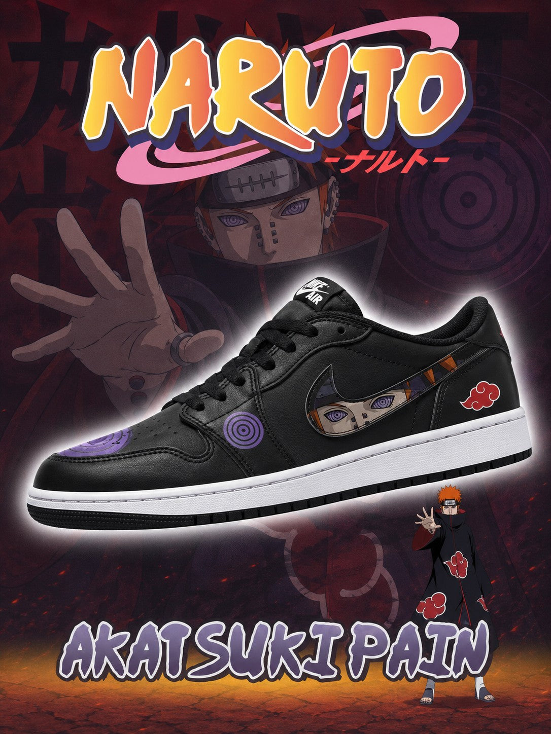 Akatsuki Pain V.2 Custom Low-Top Court Sneakers