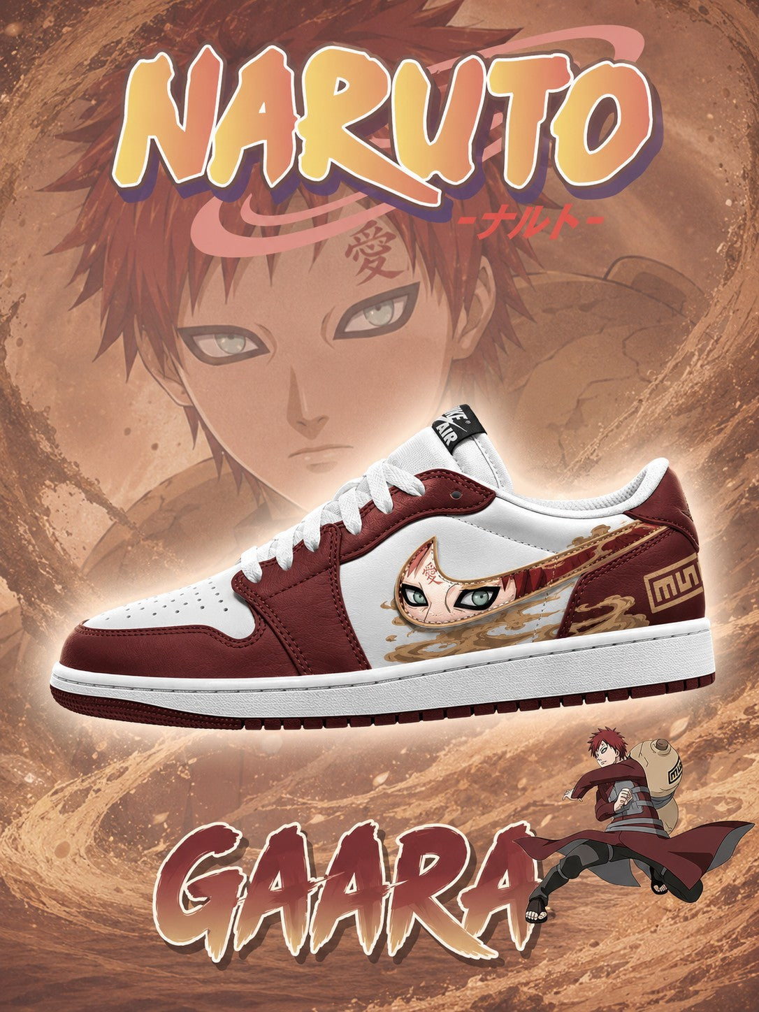 Gaara V.1 Custom Low-Top Court Sneakers