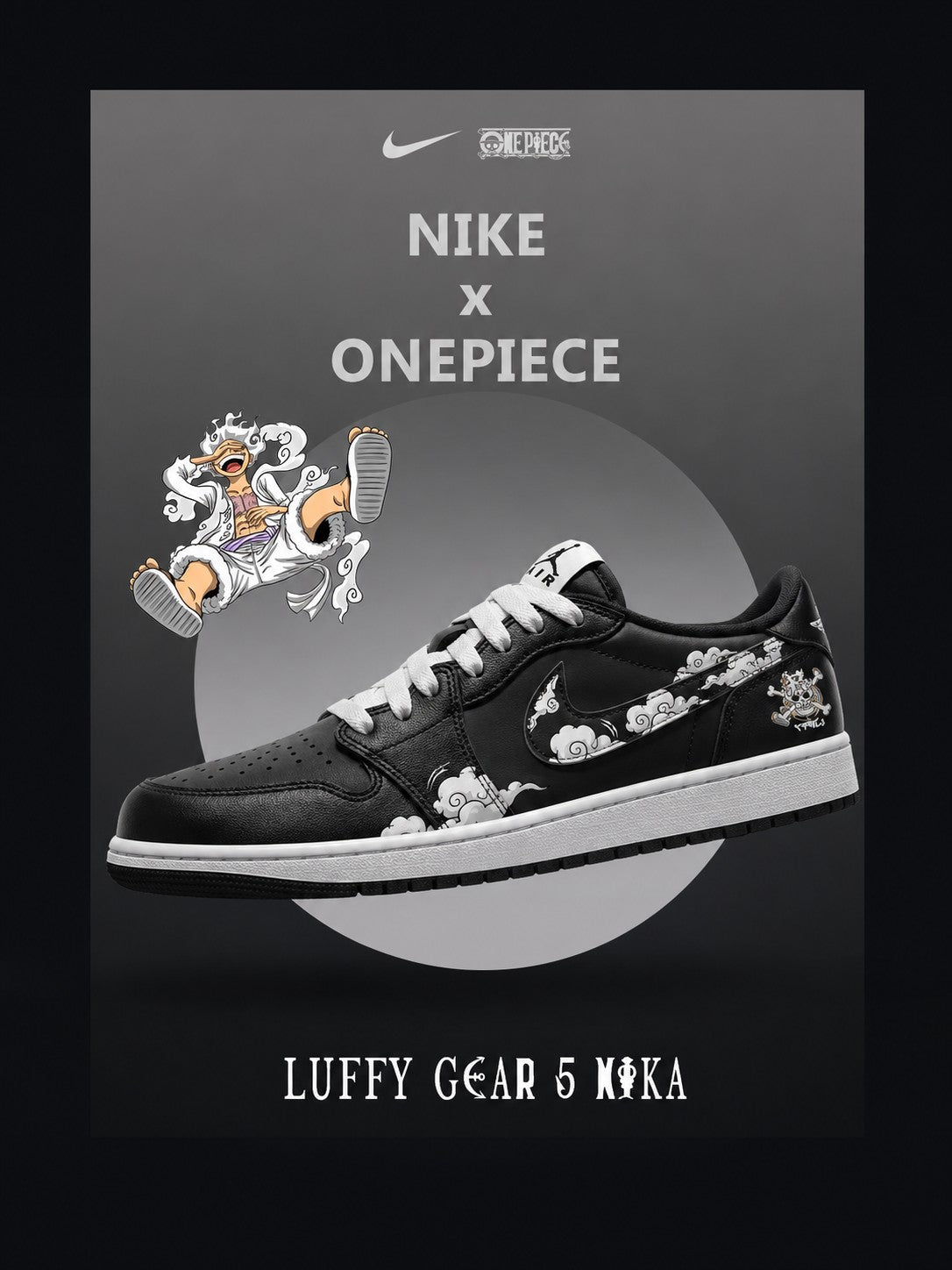 Luffy Gear 5 Nika V.2 Custom Low-Top Court Sneakers