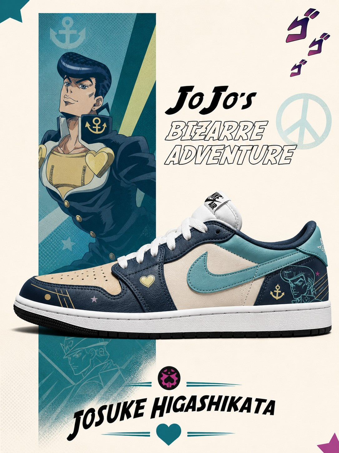 Josuke Higashikata V.1 Custom Low-Top Court Sneakers