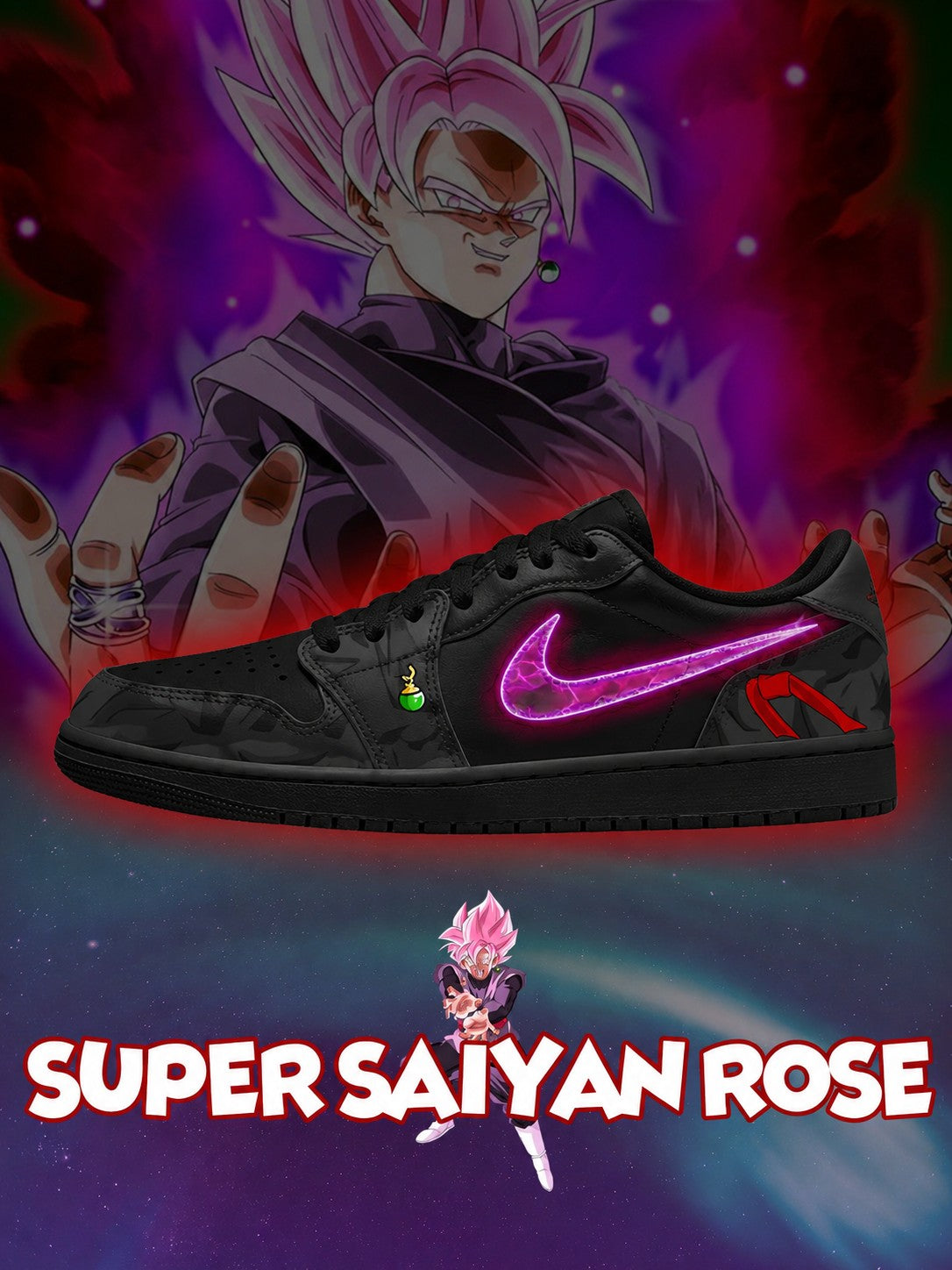 Super Saiyan Rose V.1 Custom Low-Top Court Sneakers