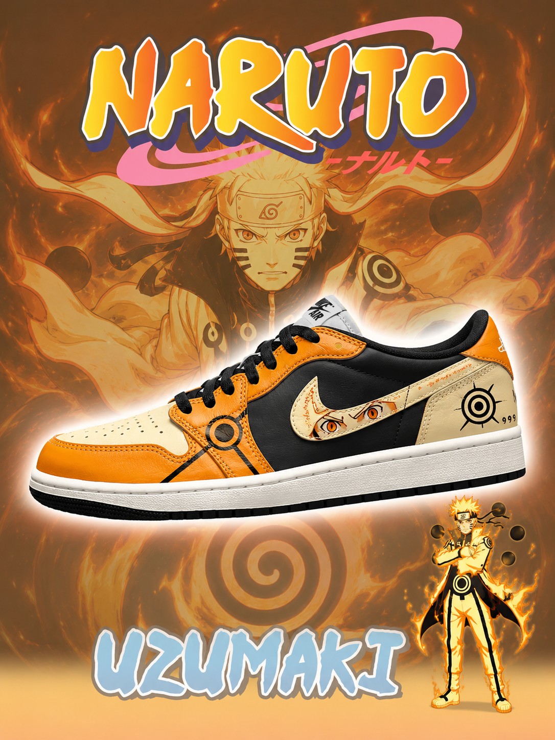 Uzumaki V.3 Custom Low-Top Court Sneakers