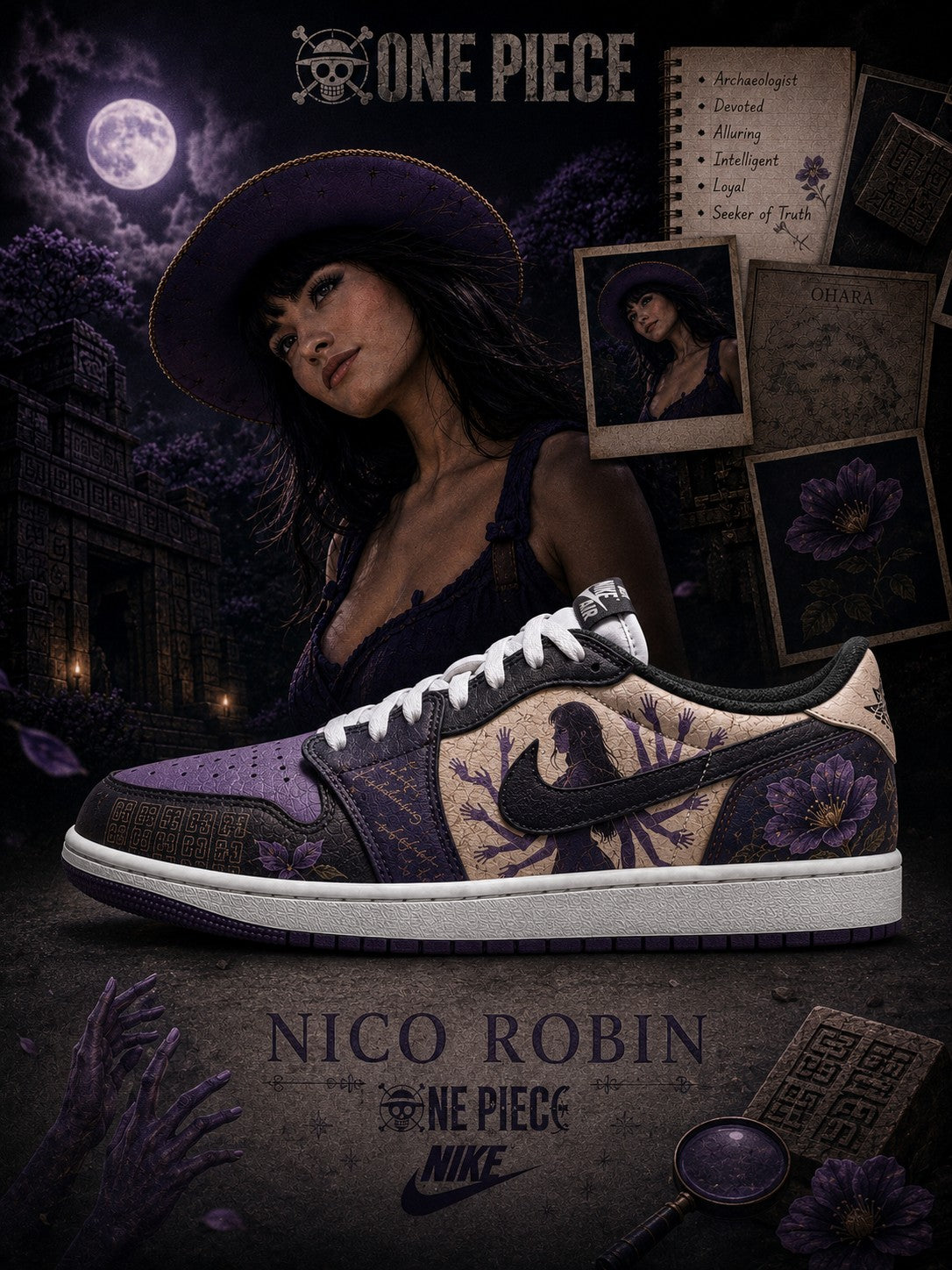 Nico Robin V.1 Custom Low-Top Court Sneakers