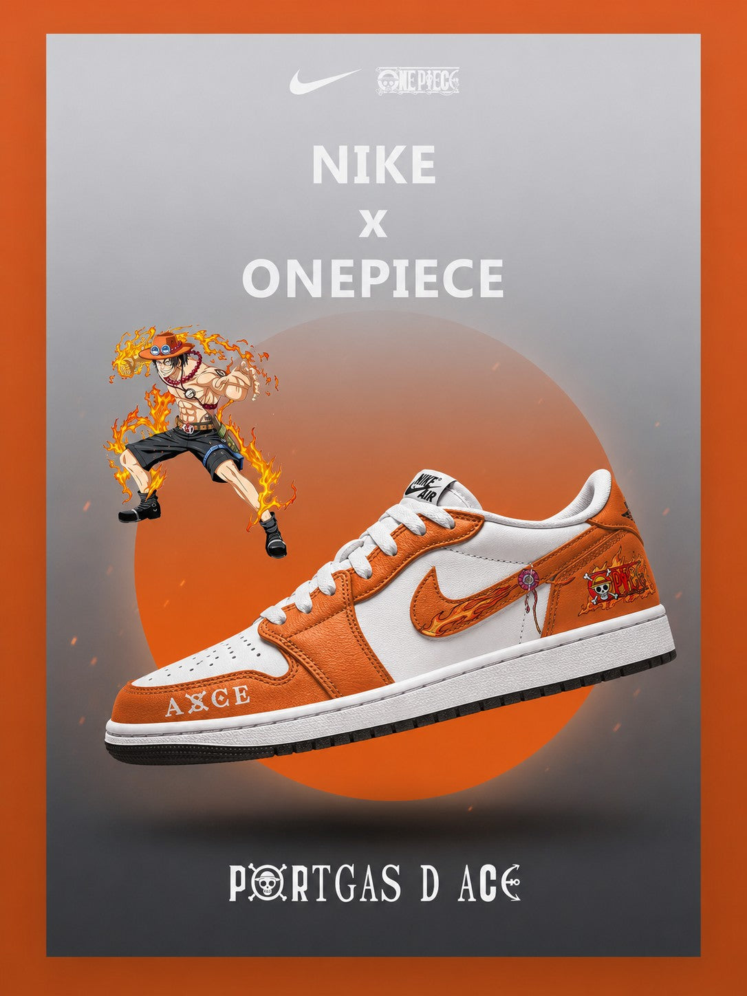 Portgas D Ace V.1 Custom Low-Top Court Sneakers