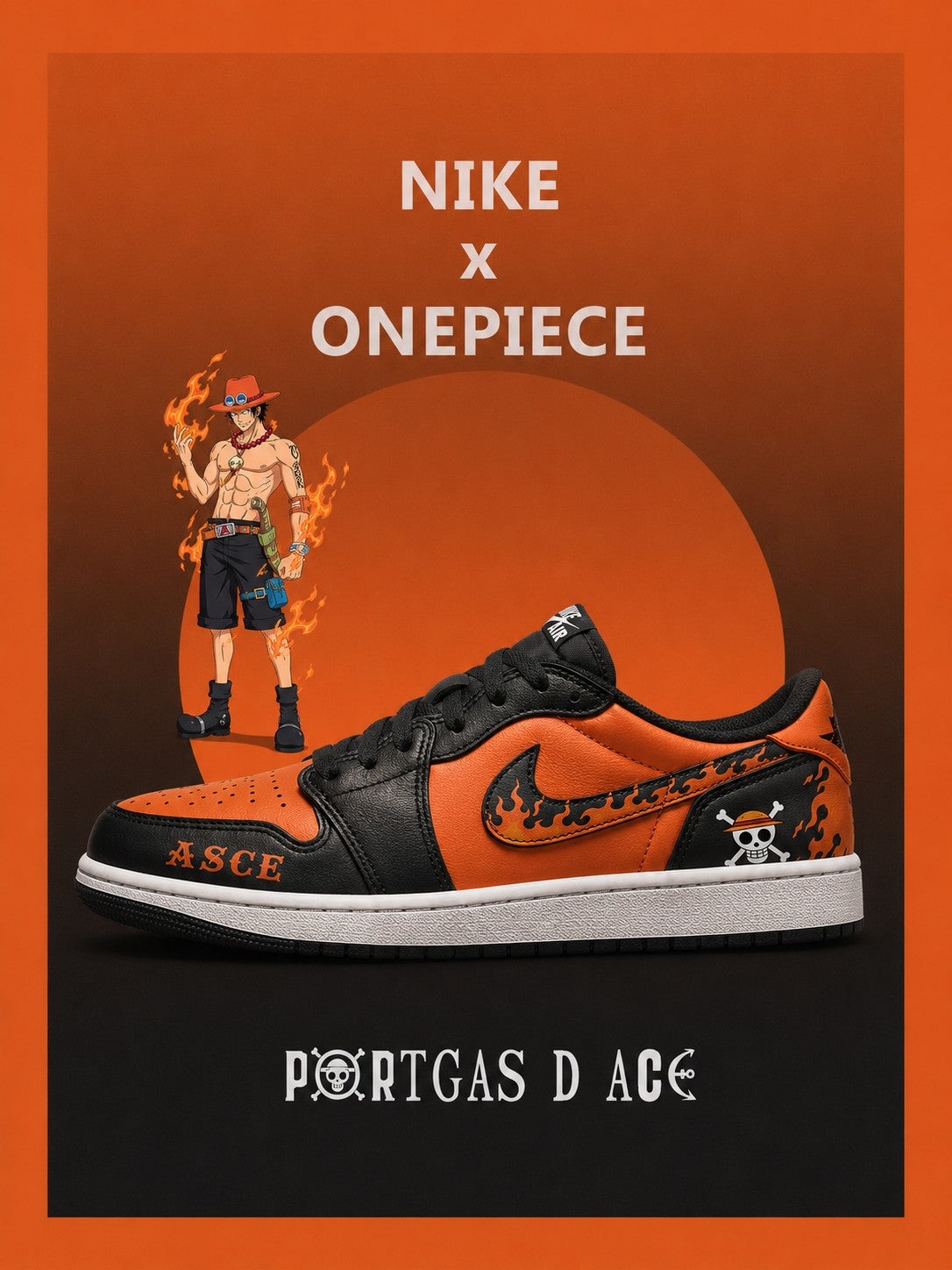 Portgas D Ace V.2 Custom Low-Top Court Sneakers