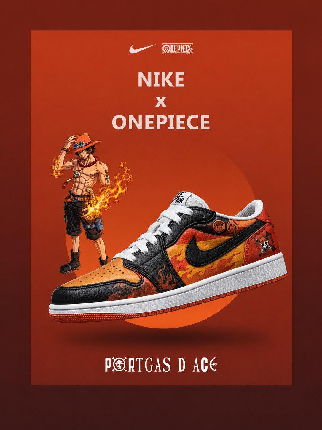Portgas D Ace V.3 Custom Low-Top Court Sneakers