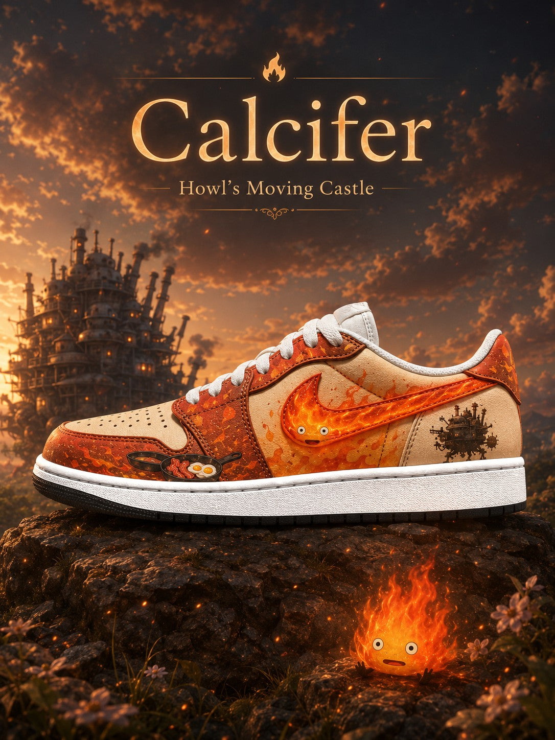 Calcifer V.1 Custom Low-Top Court Sneakers