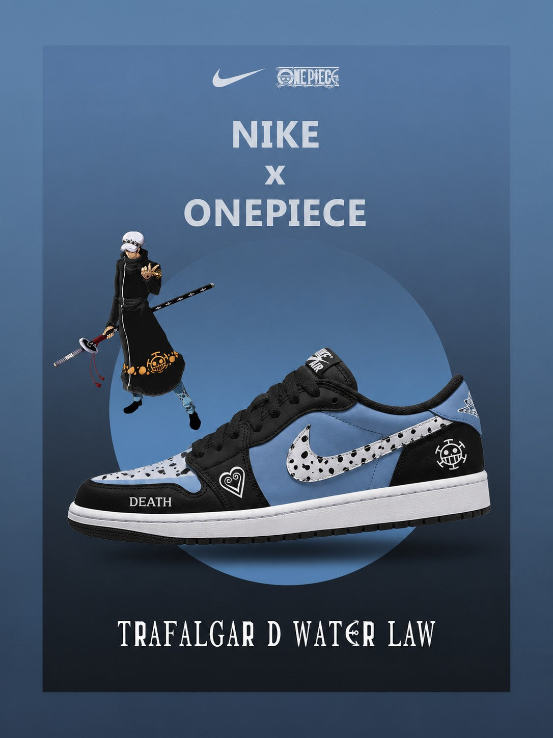Trafalgar D. Water Law V.1 Custom Low-Top Court Sneakers