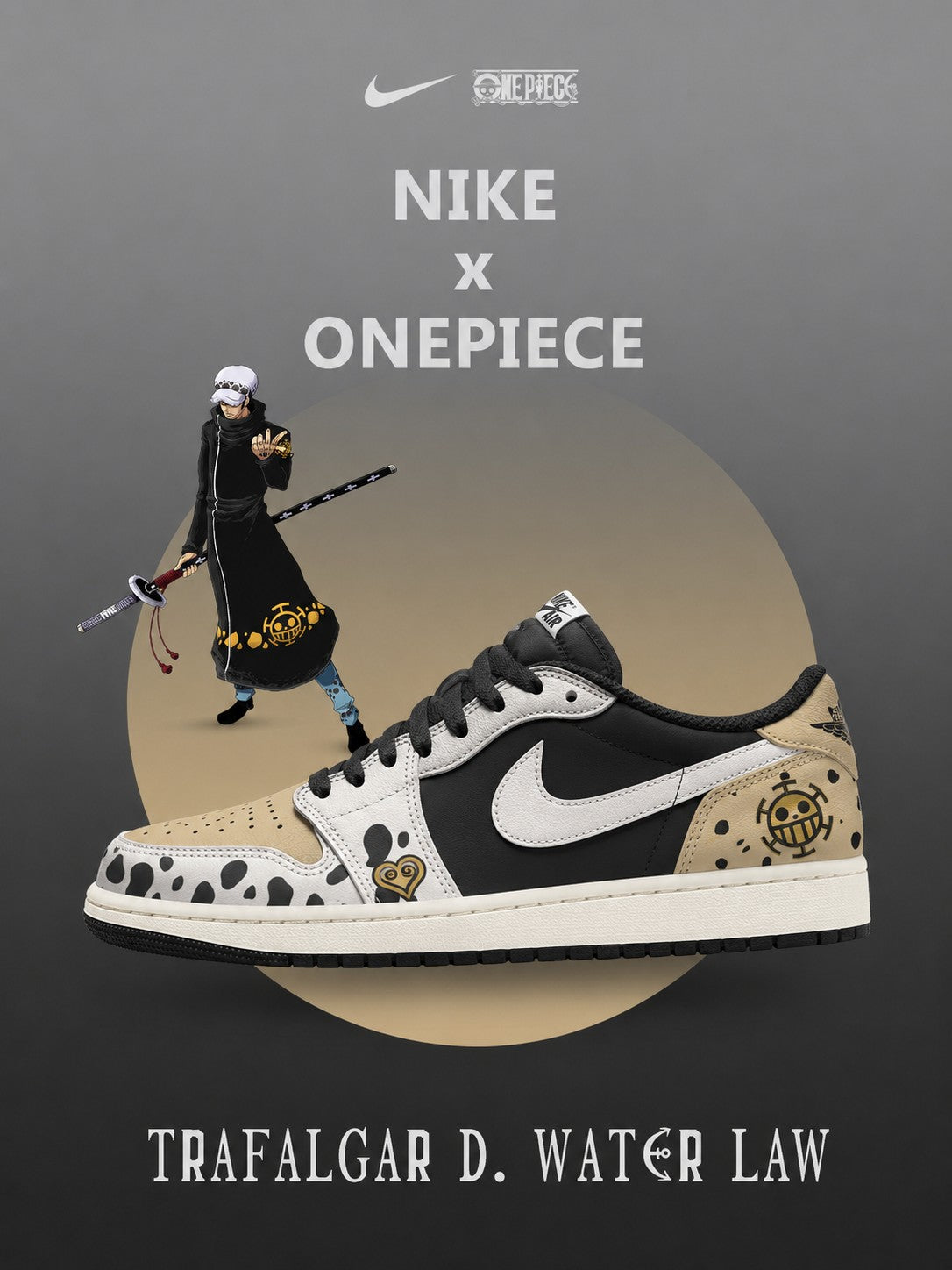 Trafalgar D. Water Law V.2 Custom Low-Top Court Sneakers