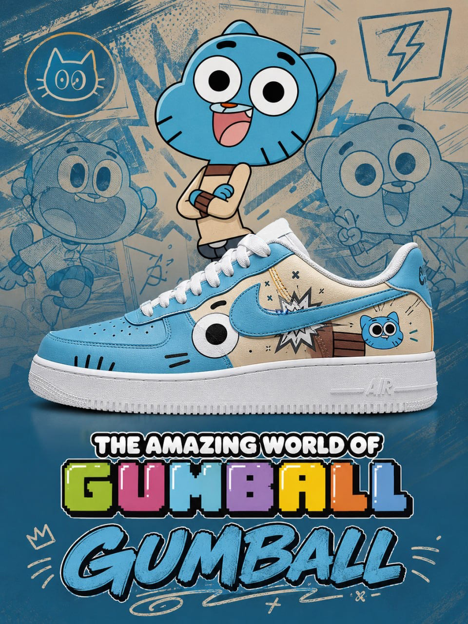 Gumball Watterson V.1 Custom Air-Style Sneakers