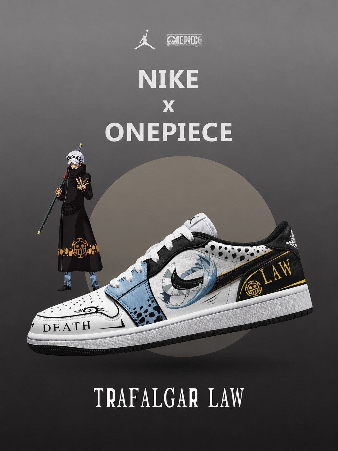 Trafalgar D. Water Law V.4 Custom Low-Top Court Sneakers