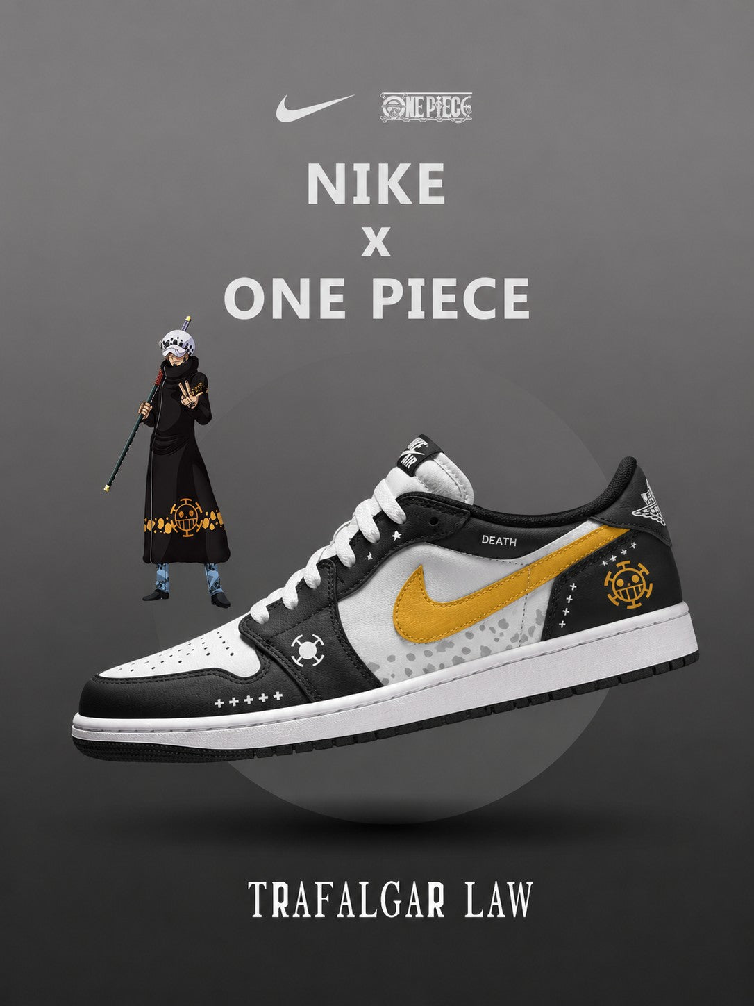 Trafalgar D. Water Law V.5 Custom Low-Top Court Sneakers