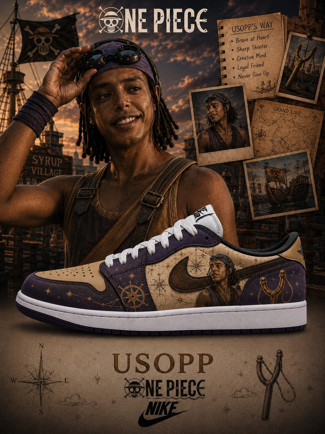 Usopp V.1 Custom Low-Top Court Sneakers