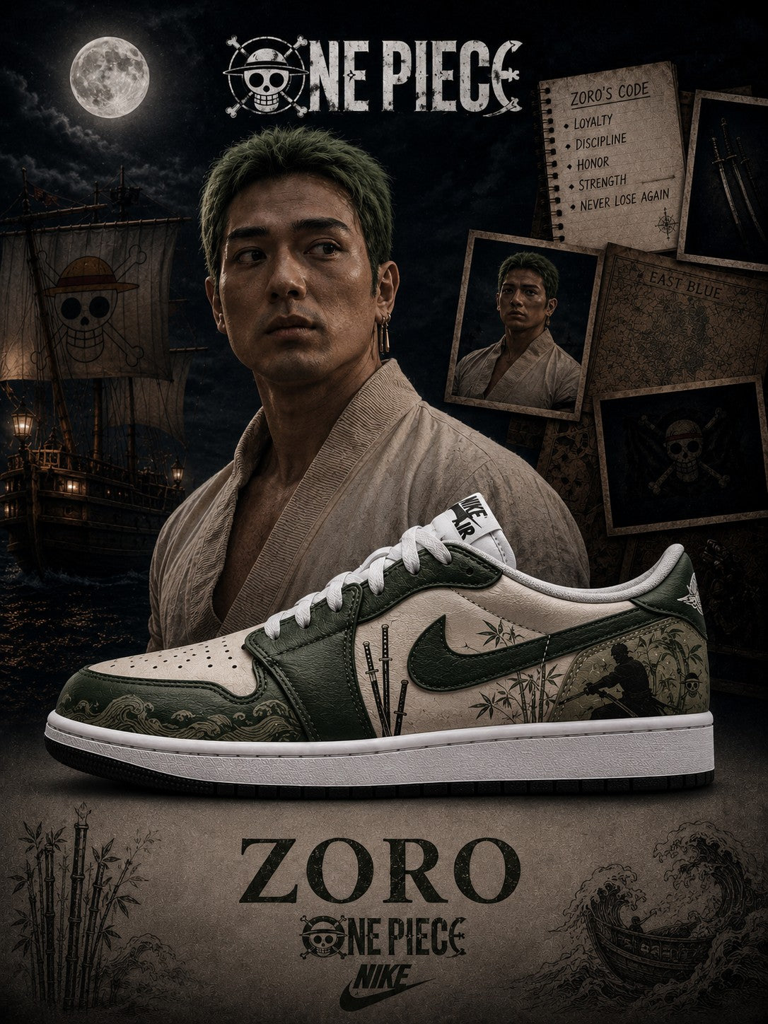 Zoro V.1 Custom Low-Top Court Sneakers