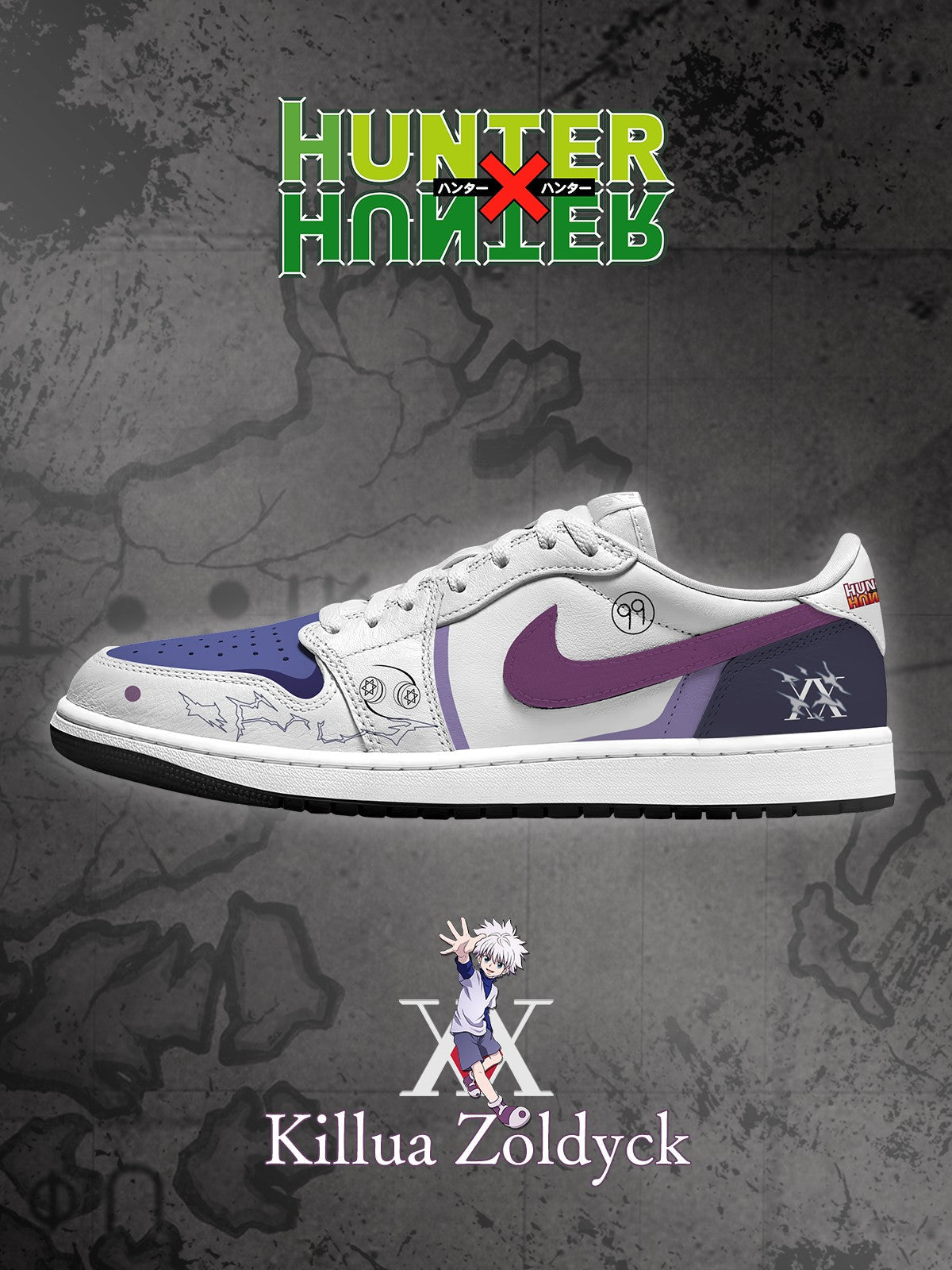 Killua Zoldyck V.1 Custom Low-Top Court Sneakers