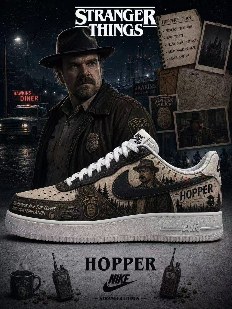 Jim Hopper V.1 Custom Air-Style Sneakers