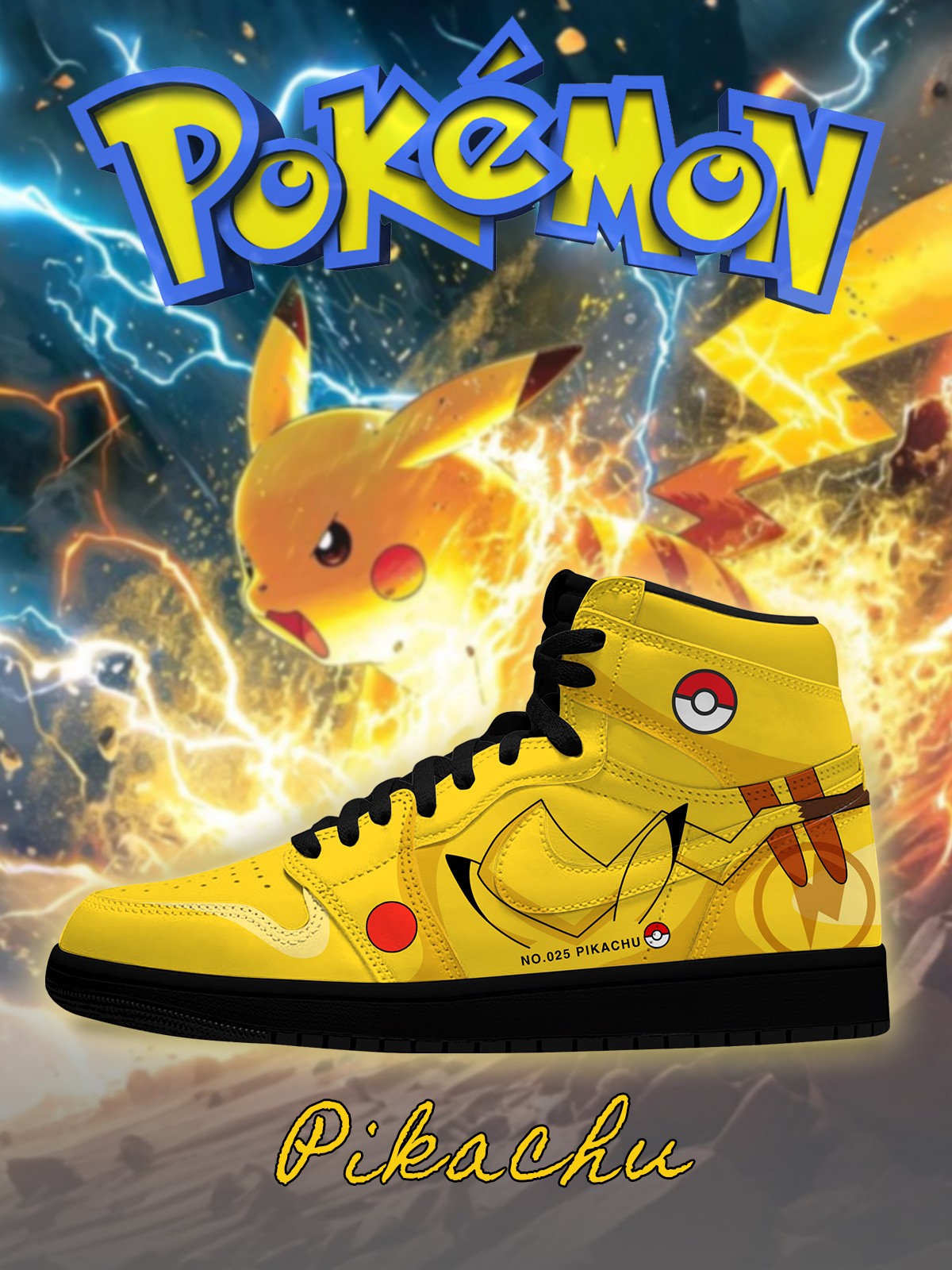 Pikachu V.3 Custom High-Top Sneakers