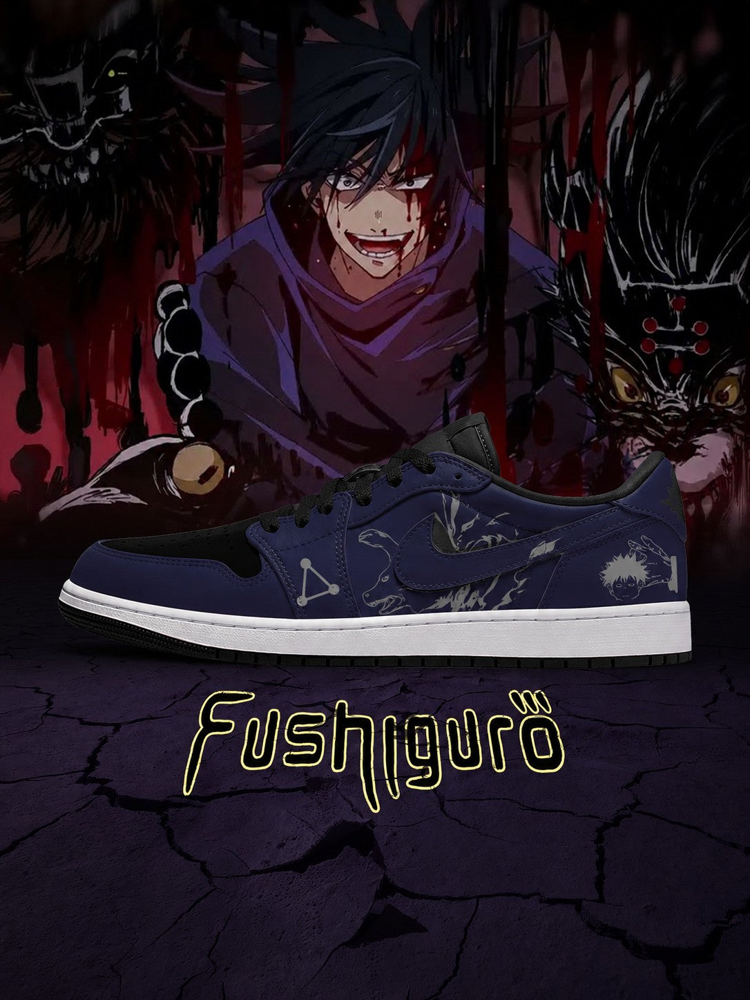 Megumi Fushiguro V.2 Custom Low-Top Court Sneakers