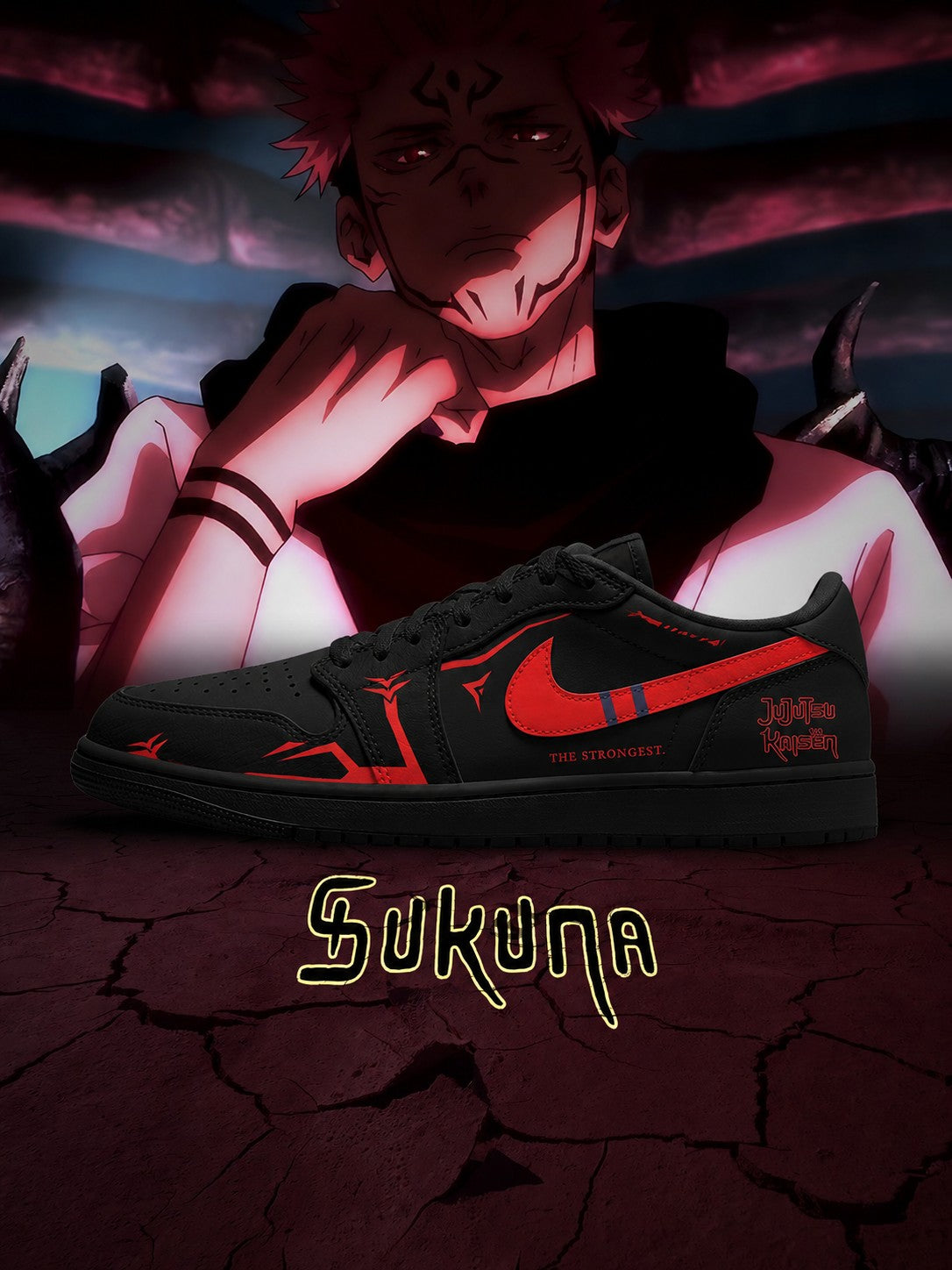 Ryomen Sukuna V.1 Custom Low-Top Court Sneakers