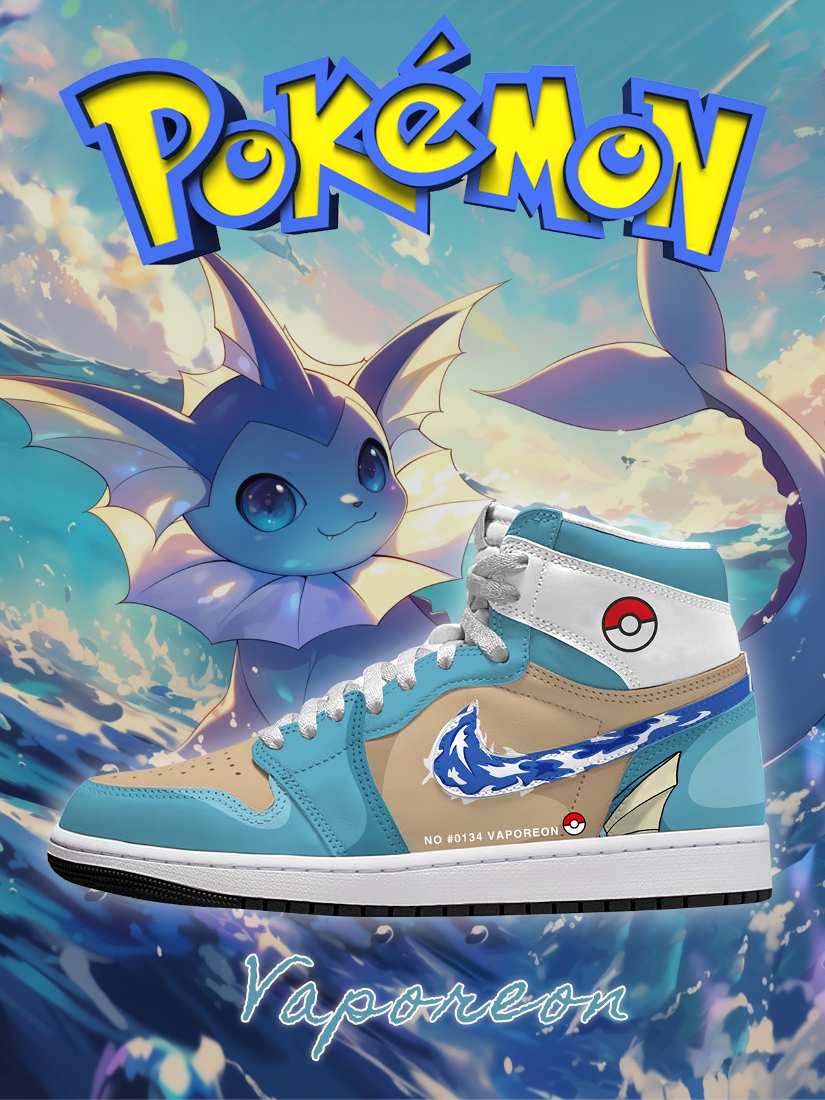Vaporeon V.1 Custom High-Top Sneakers