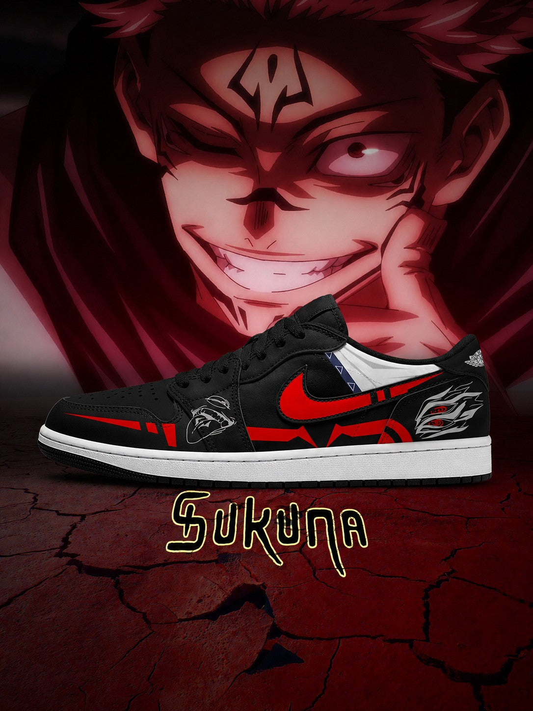 Ryomen Sukuna V.5 Custom Low-Top Court Sneakers