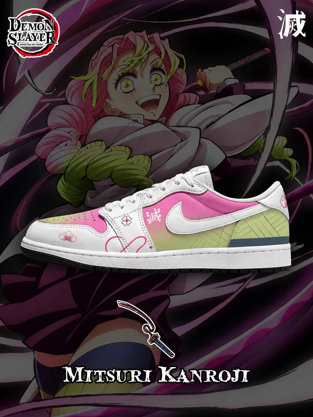 Mitsuri Kanroji V.1 Custom Low-Top Court Sneakers