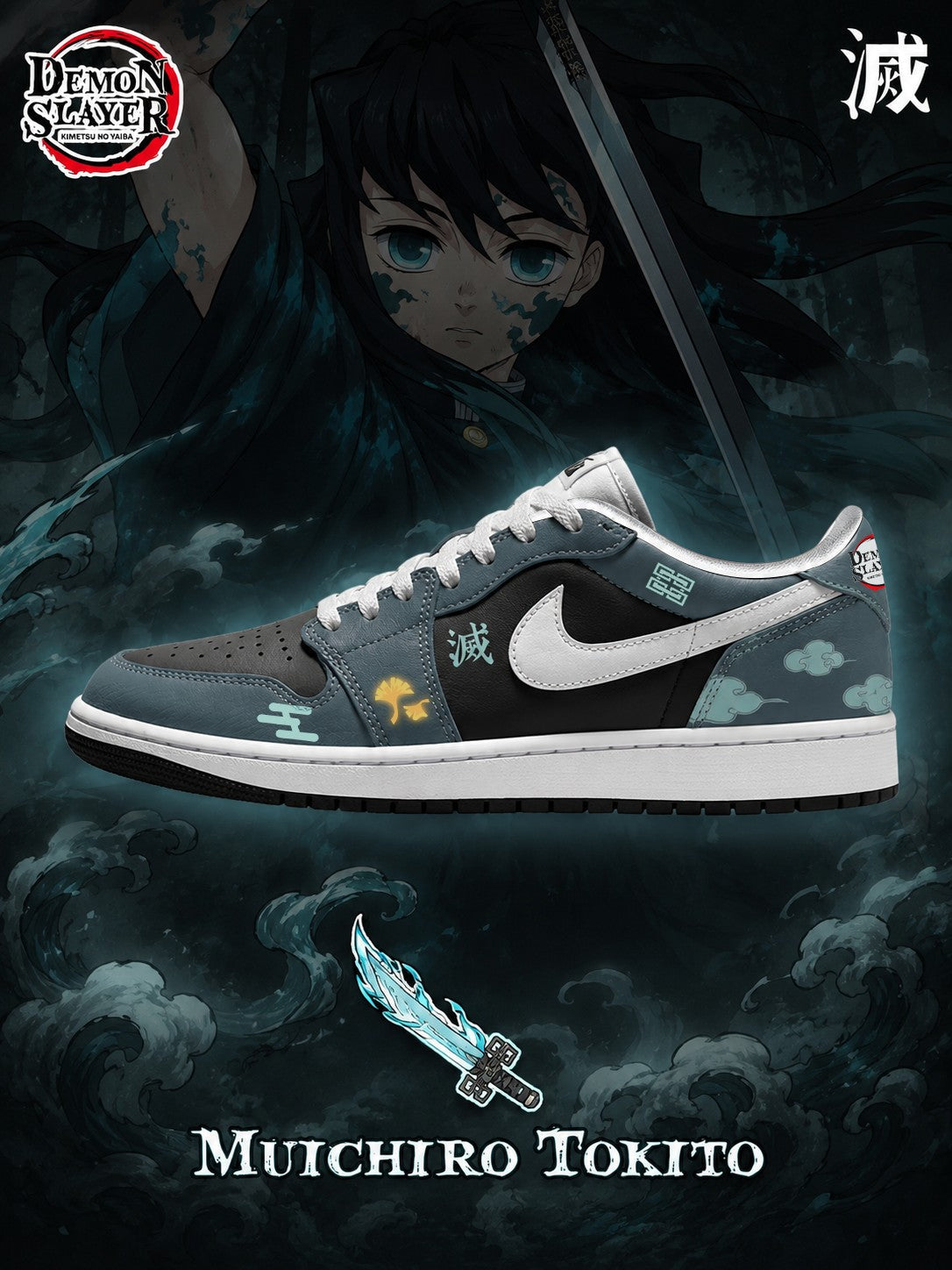 Muichiro Tokito V.1 Custom Low-Top Court Sneakers