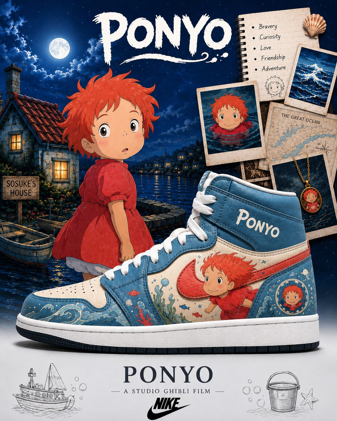 Ponyo V.1 Custom High-Top Sneakers