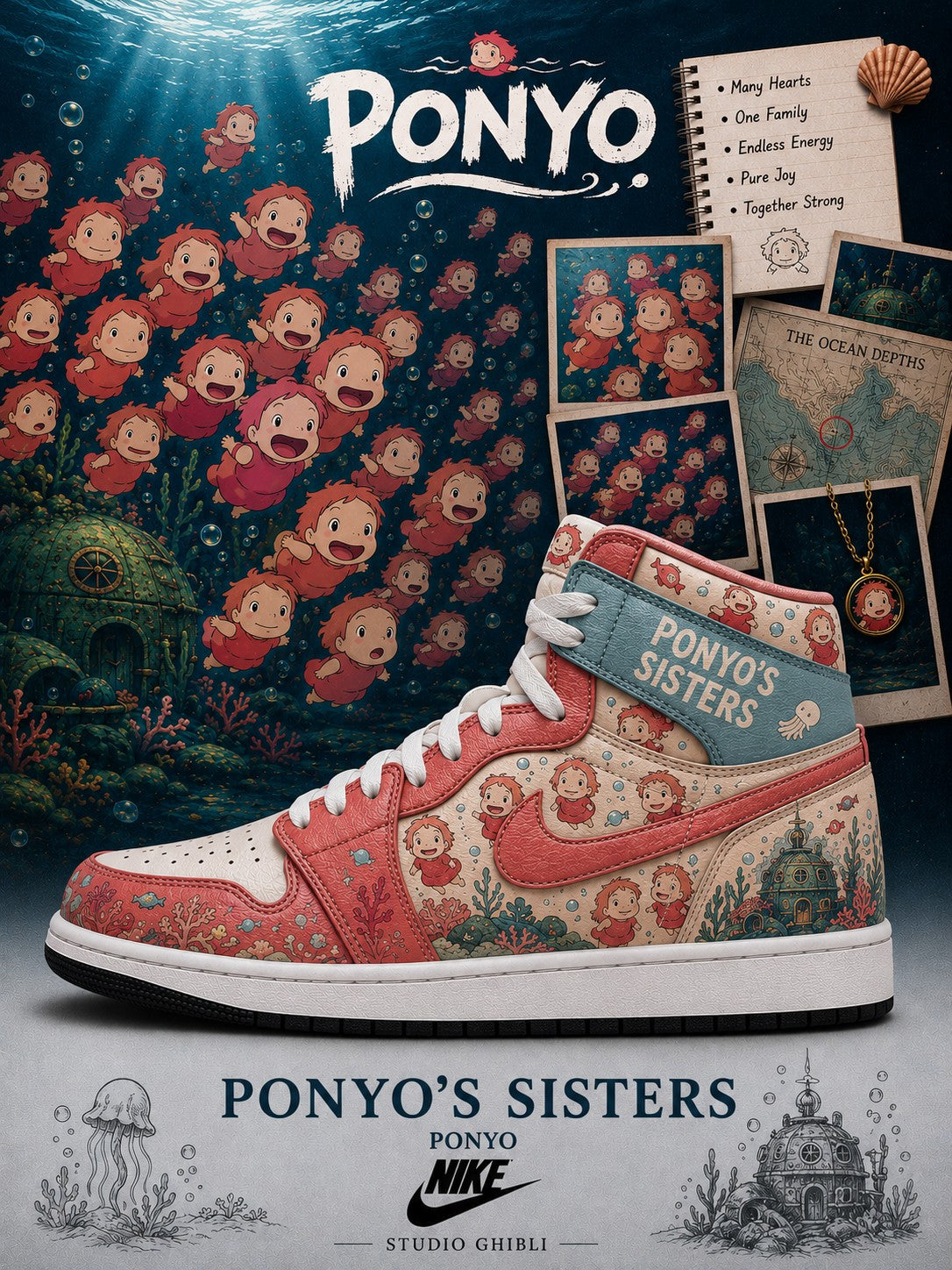 Ponyo's Sisters V.1 Custom High-Top Sneakers