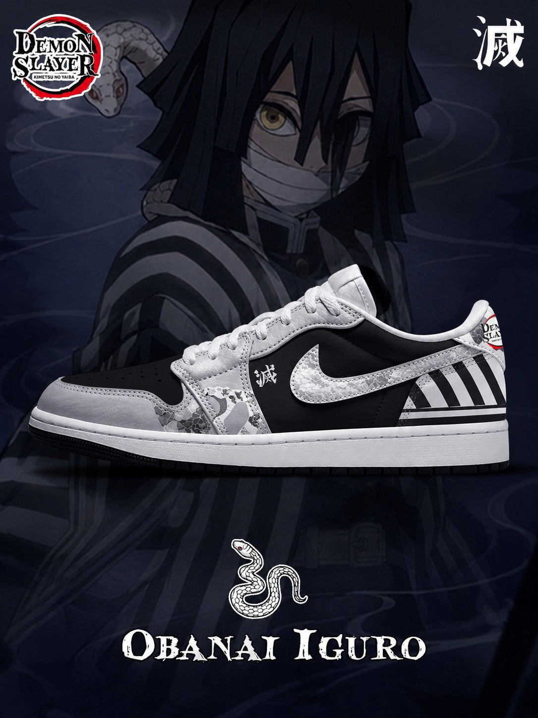 Obanai Iguro V.1 Custom Low-Top Court Sneakers