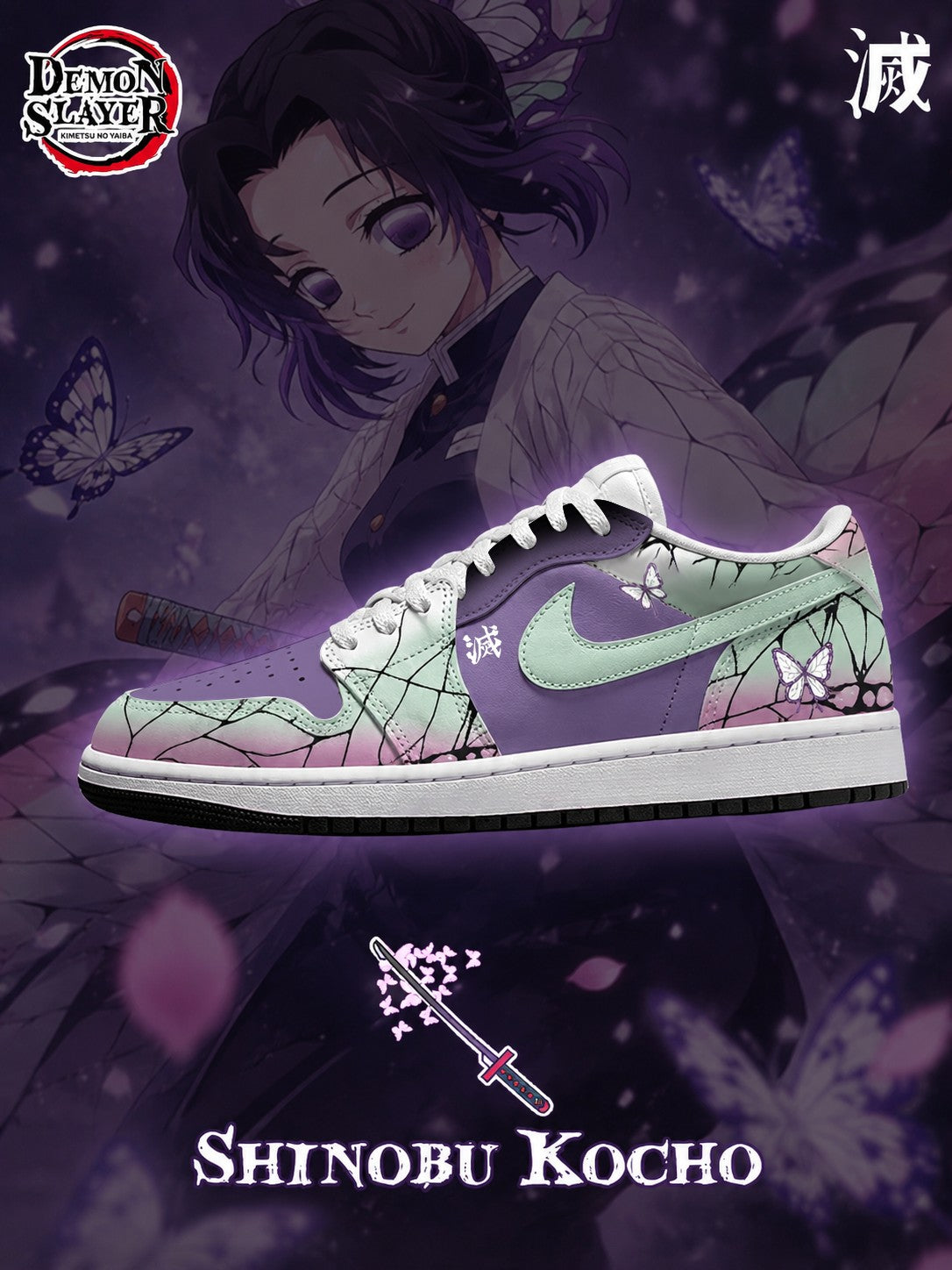 Shinobu Kocho V.1 Custom Low-Top Court Sneakers