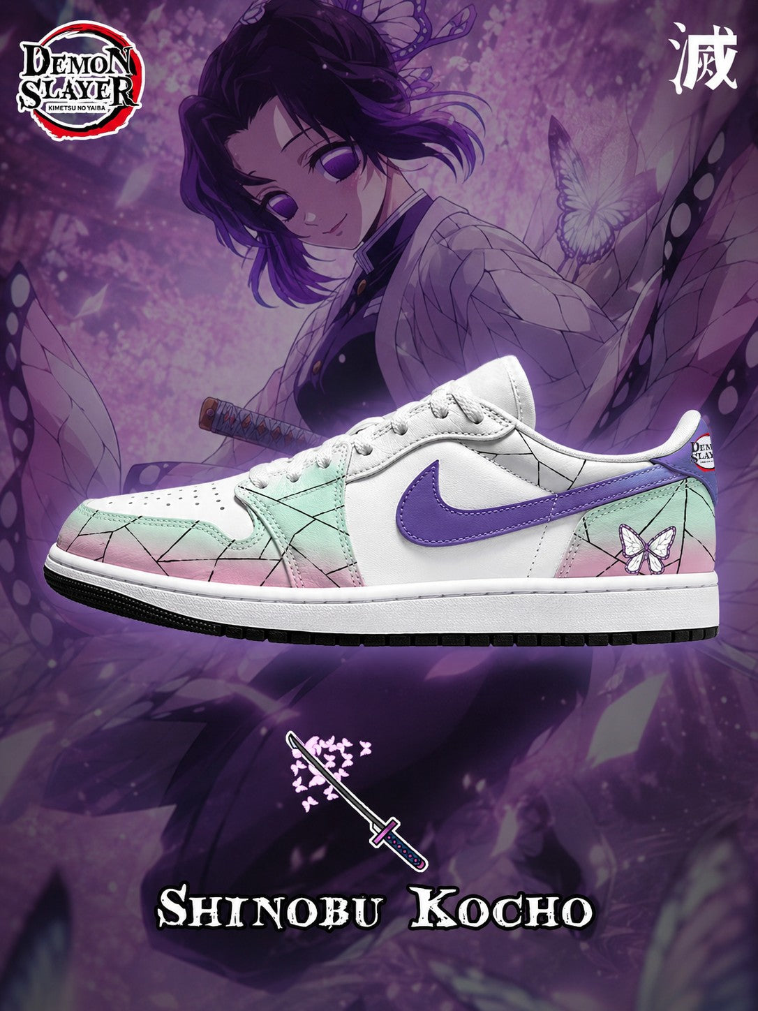 Shinobu Kocho V.2 Custom Low-Top Court Sneakers