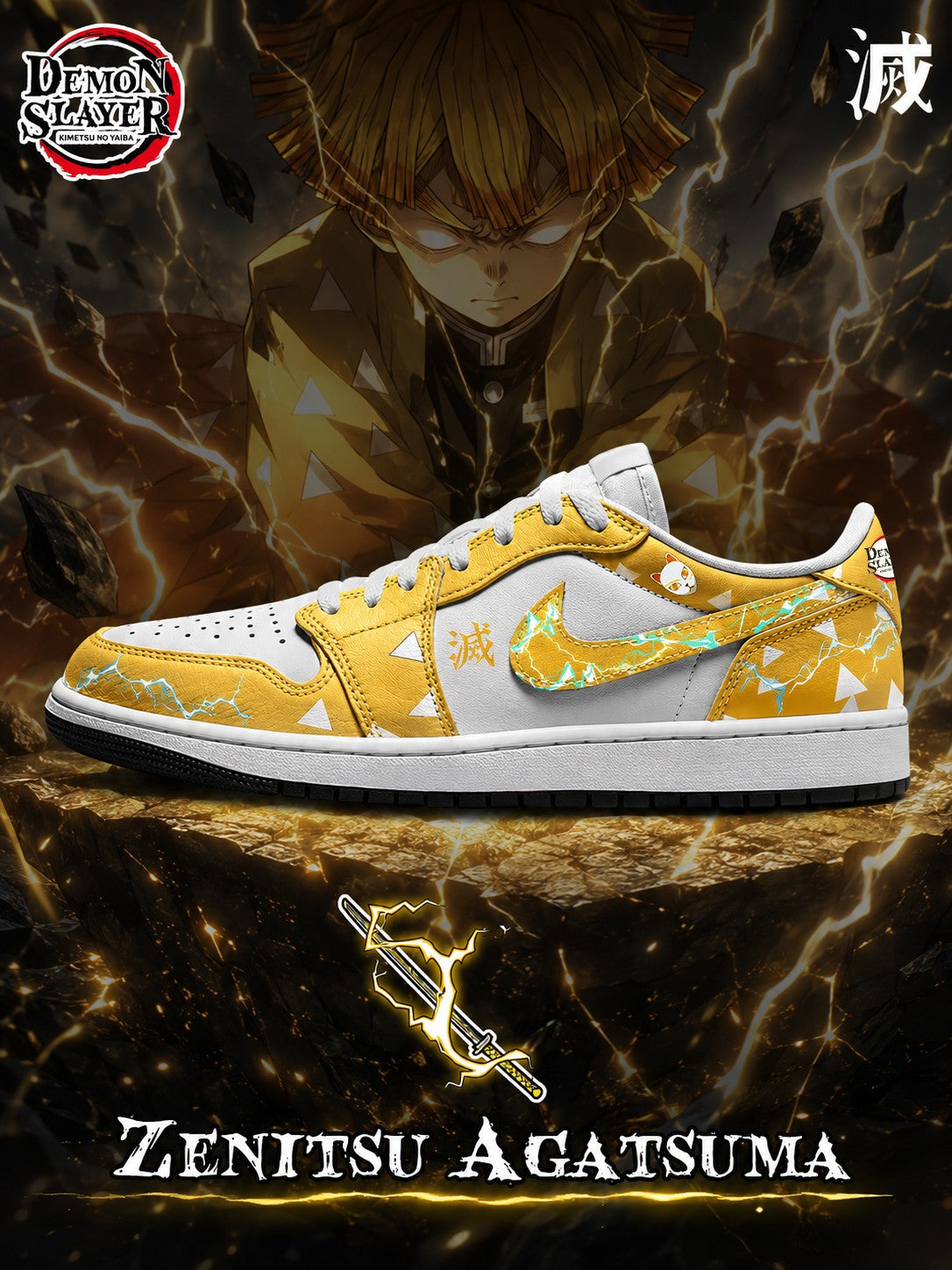Zenitsu Agatsuma V.1 Custom Low-Top Court Sneakers