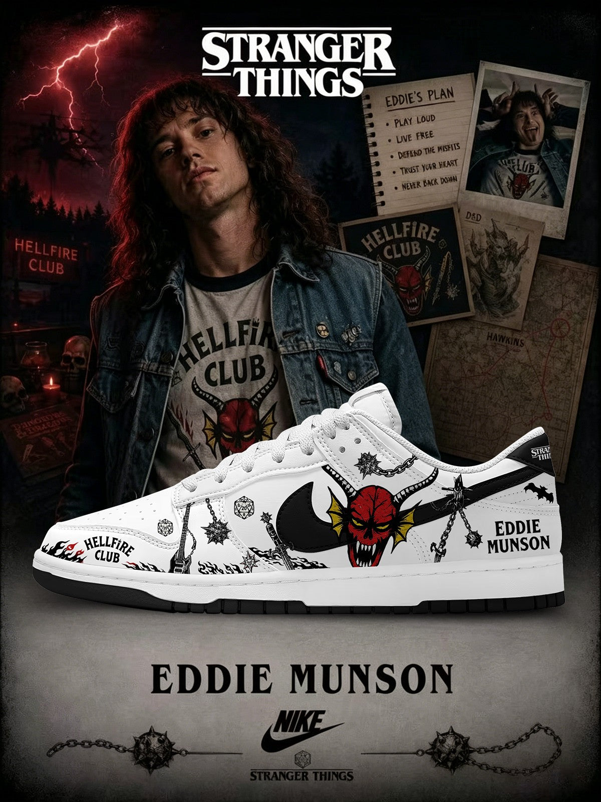 Eddie Munson V.1 Custom SB-Style Sneakers