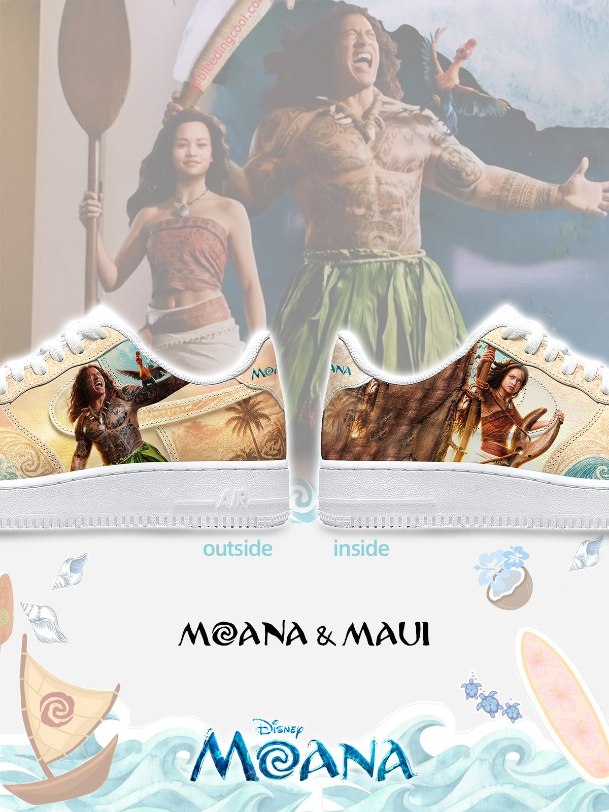Moana and Maui V.3 Custom Air-Style Sneakers