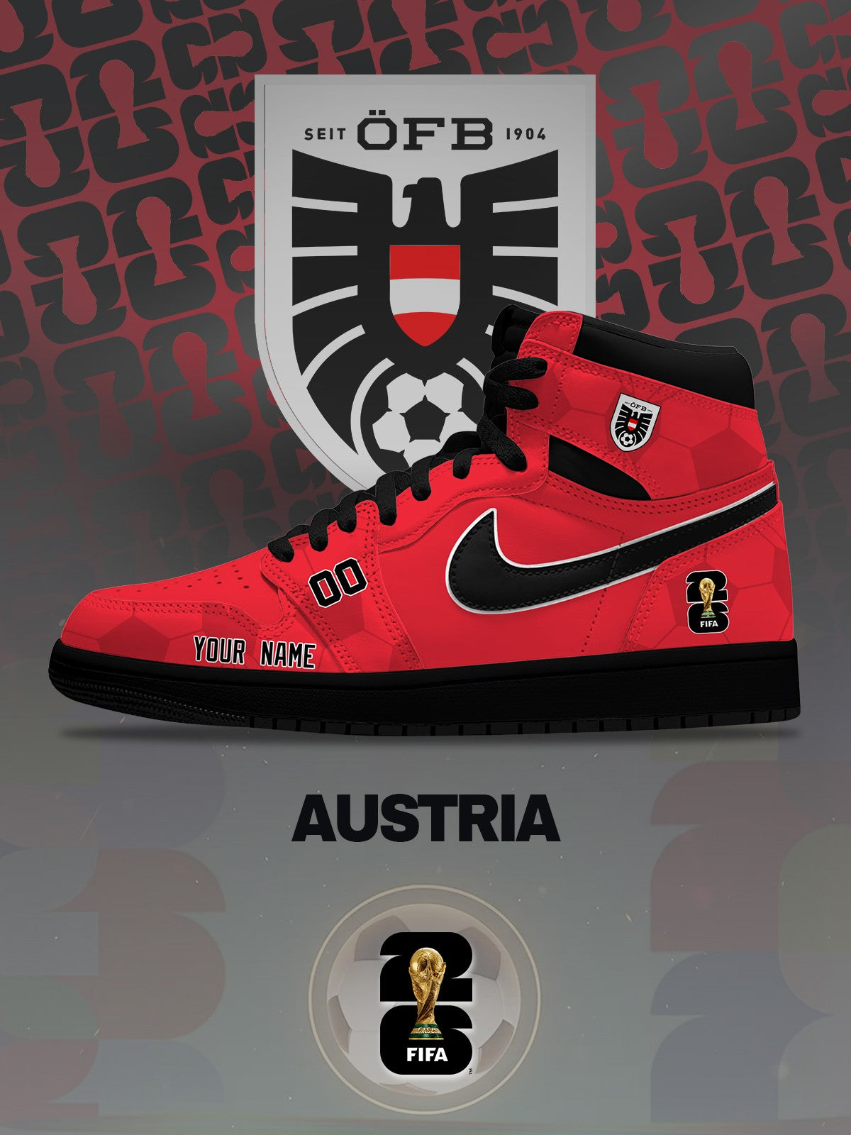 World Cup 2026 Austria V.1 Custom High-Top Sneakers