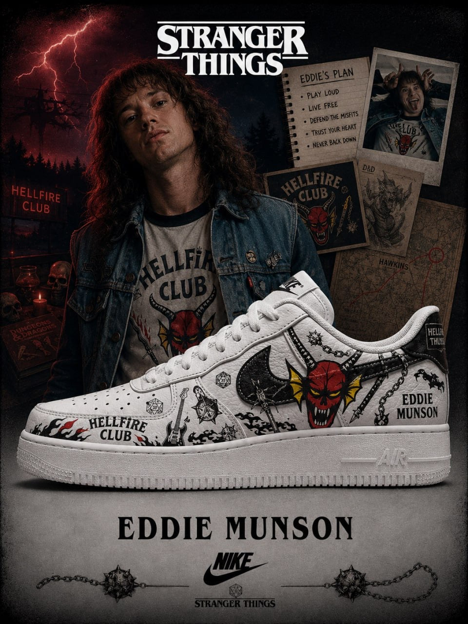 Eddie Munson V.1 Custom Air-Style Sneakers