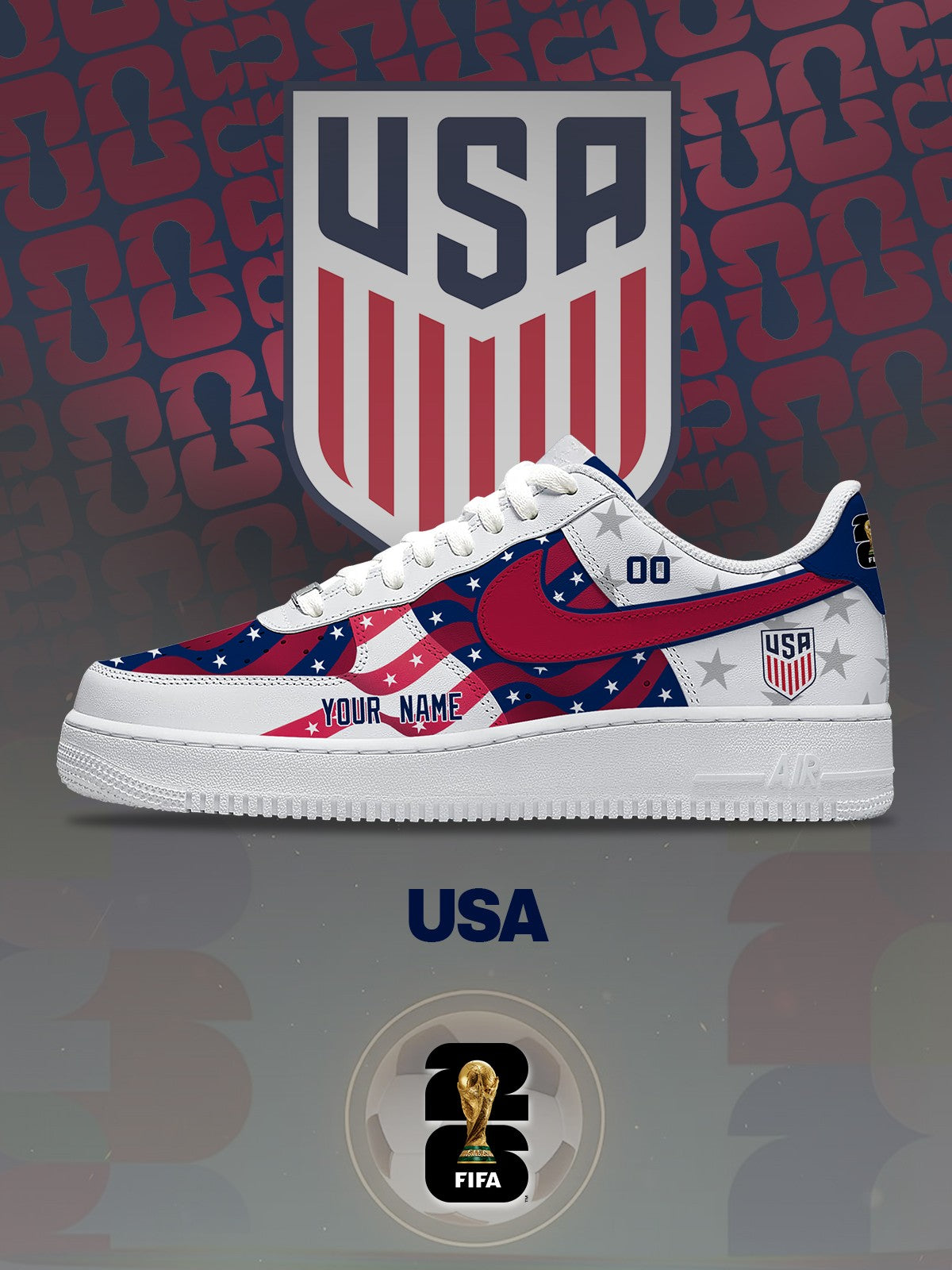 World Cup 2026 USA V.1 Custom Air-Style Sneakers